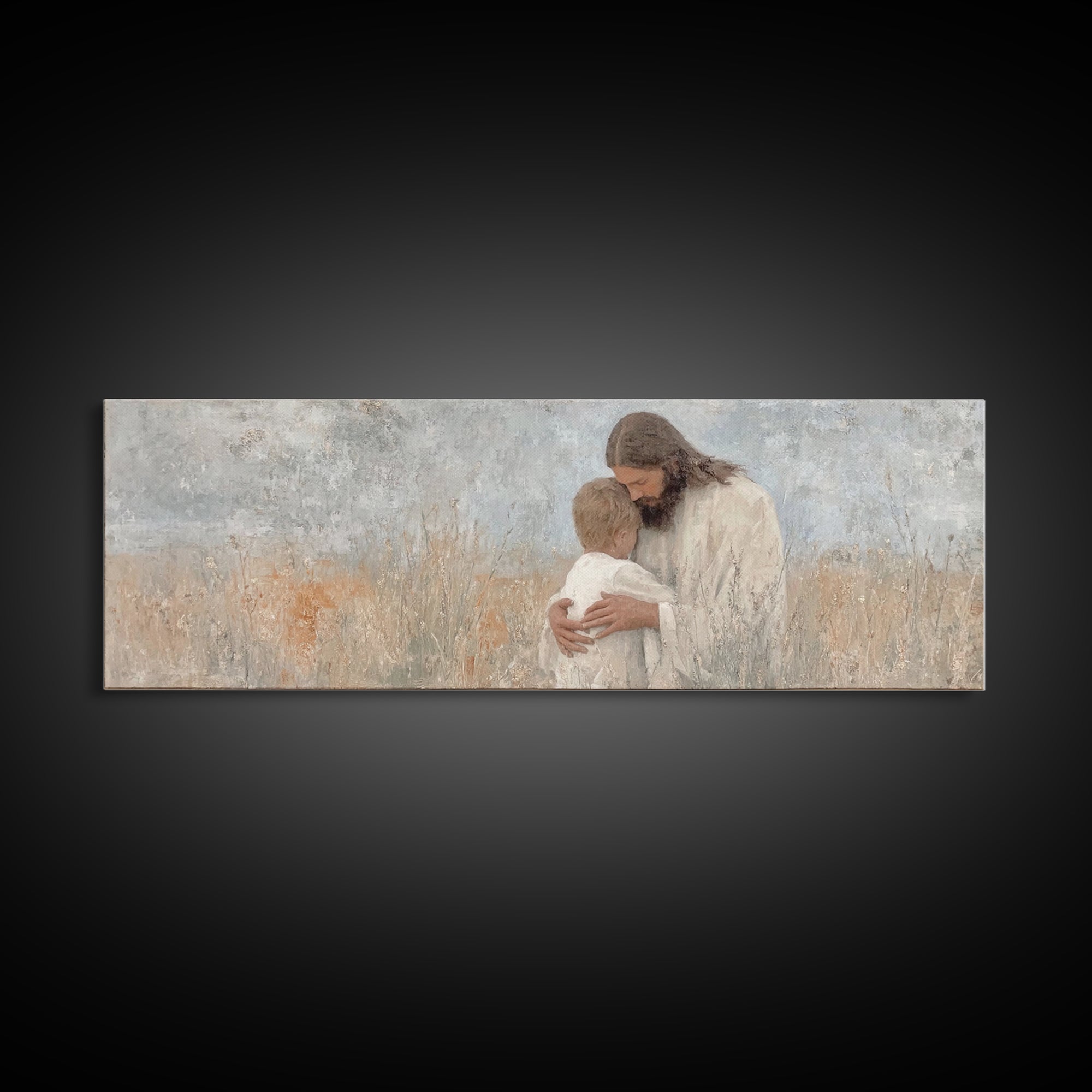 Sacred Reunion | Framed Canvas Print | Christian Wall Art | Jesus Painting | Panoramic Print | Christian Art Canvas | Christian Decor