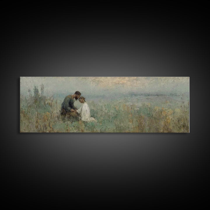 Evening Comfort, Framed Canvas Print, Christian Wall Art, Jesus Painting, Panoramic Frame, Christian Art Canvas, Christian Decor