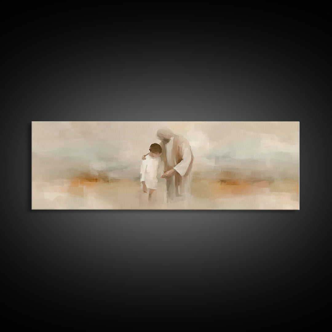 Quiet Devotion | Framed Canvas Print | Christian Art Canvas | Jesus Painting | Panoramic Wall Art | Christian Wall Art | Christian Gift