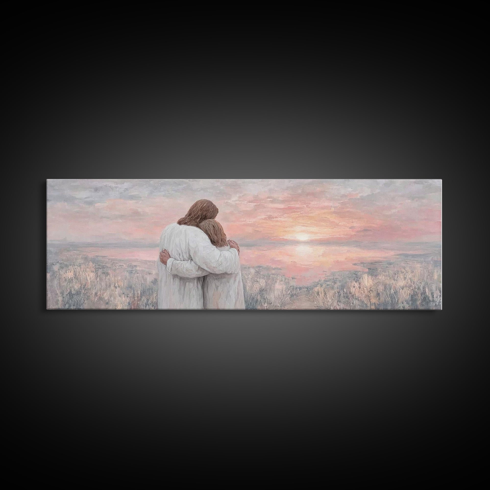 Eternal Hope, Framed Canvas Print, Christian Wall Art, Jesus Painting, Panoramic Art, Christian Art Canvas, Christian Christmas Art