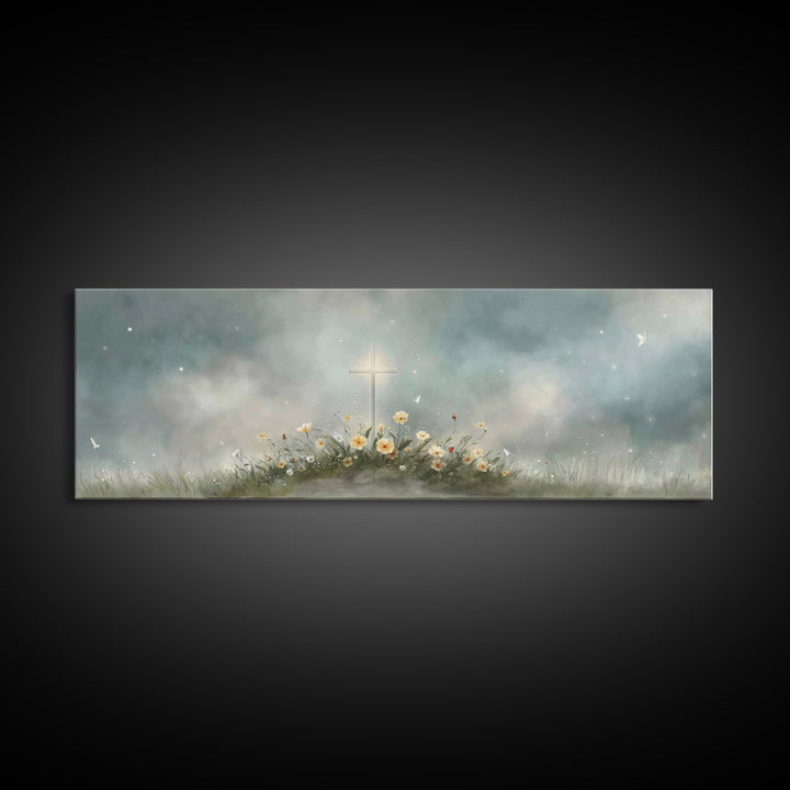 Cross Of Peace – Framed Canvas Print – Christian Wall Art – Christian Art Canvas – Panoramic Wall Art – Christian Decor – Christian Gift