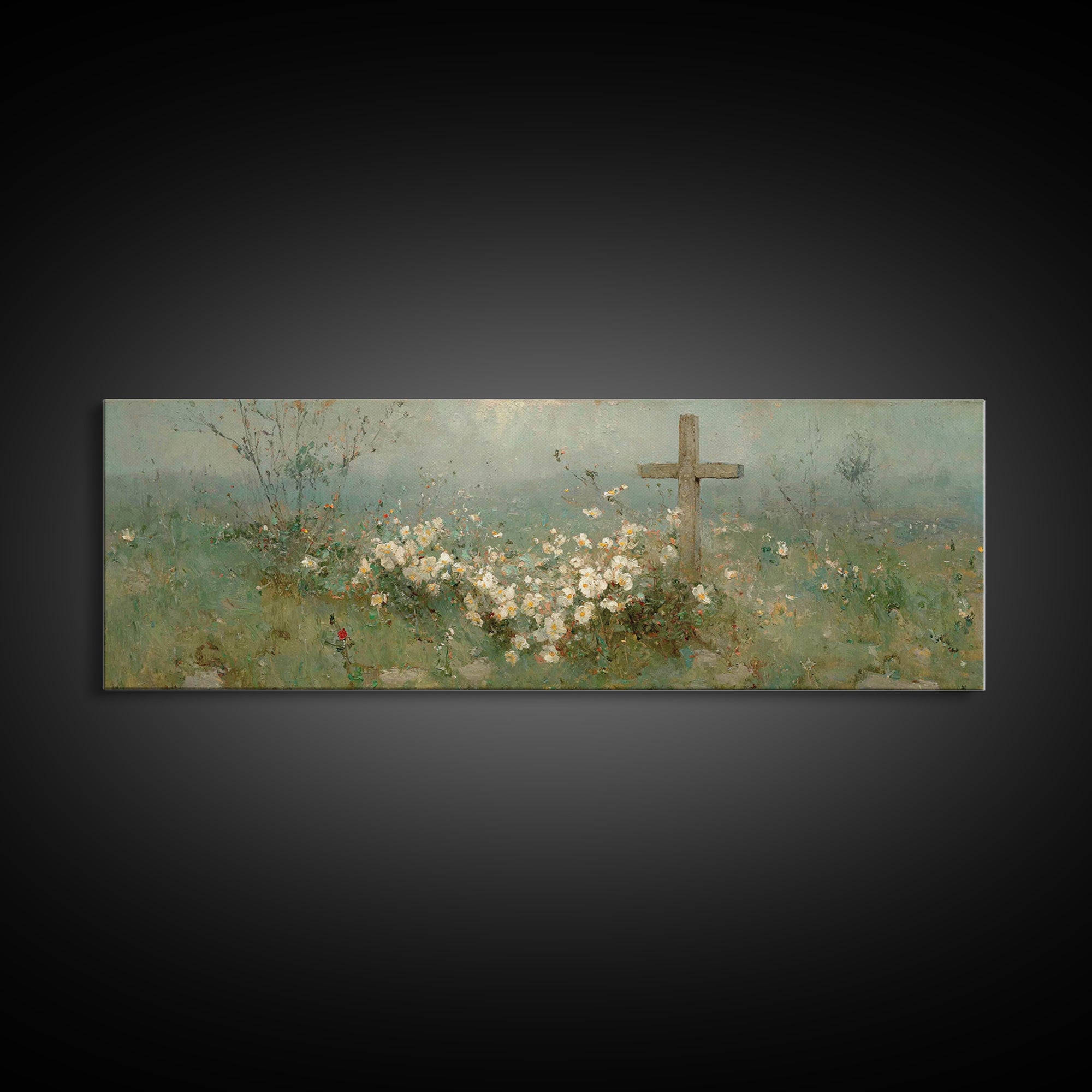 Garden Of Promise, Framed Canvas Print, Christian Wall Art, Christian Art Canvas, Panoramic Painting, Christian Art, Christian Gift