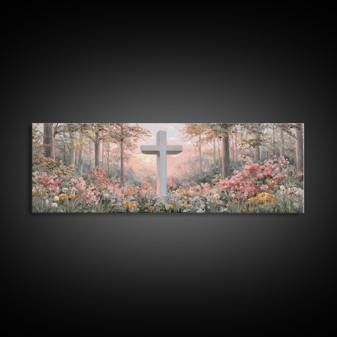 Morning Of Grace – Framed Canvas Print – Christian Wall Art – Christian Art Canvas – Panoramic Art – Christian Painting – Christian Gift