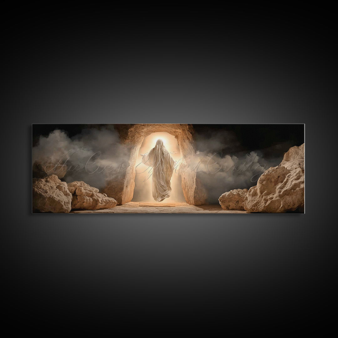 Sanctuary Gathering | Framed Canvas Print | Christian Wall Art | Christian Art Canvas | Panoramic Painting | Christian Art | Christian Gift