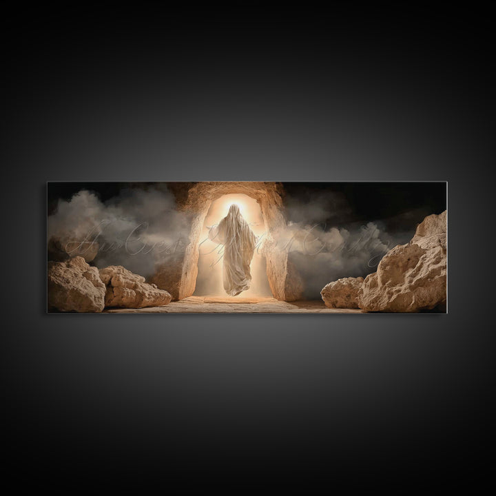 Sanctuary Gathering | Framed Canvas Print | Christian Wall Art | Christian Art Canvas | Panoramic Painting | Christian Art | Christian Gift