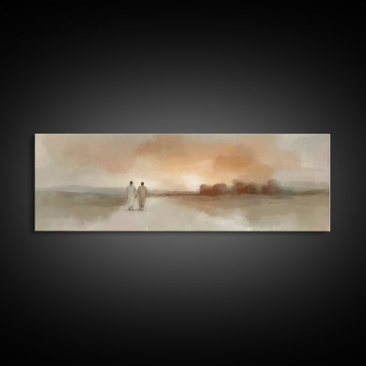 Emmaus Road Peace, Framed Canvas Print, Christian Wall Art, Christian Art Canvas, Jesus Painting, Extra Wide Art, Christian Gift Ideas