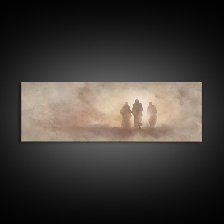 Sacred Walk Trio – Framed Canvas Print – Christian Wall Art – Christian Art Canvas – Panoramic Painting – Christian Christmas Art – Jesus P
