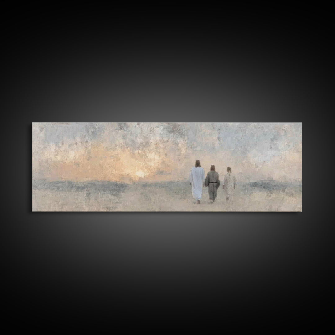 Twilight Disciples, Framed Canvas Print, Christian Wall Art, Christian Art Canvas, Panoramic Print, Christian Painting, Christmas Art