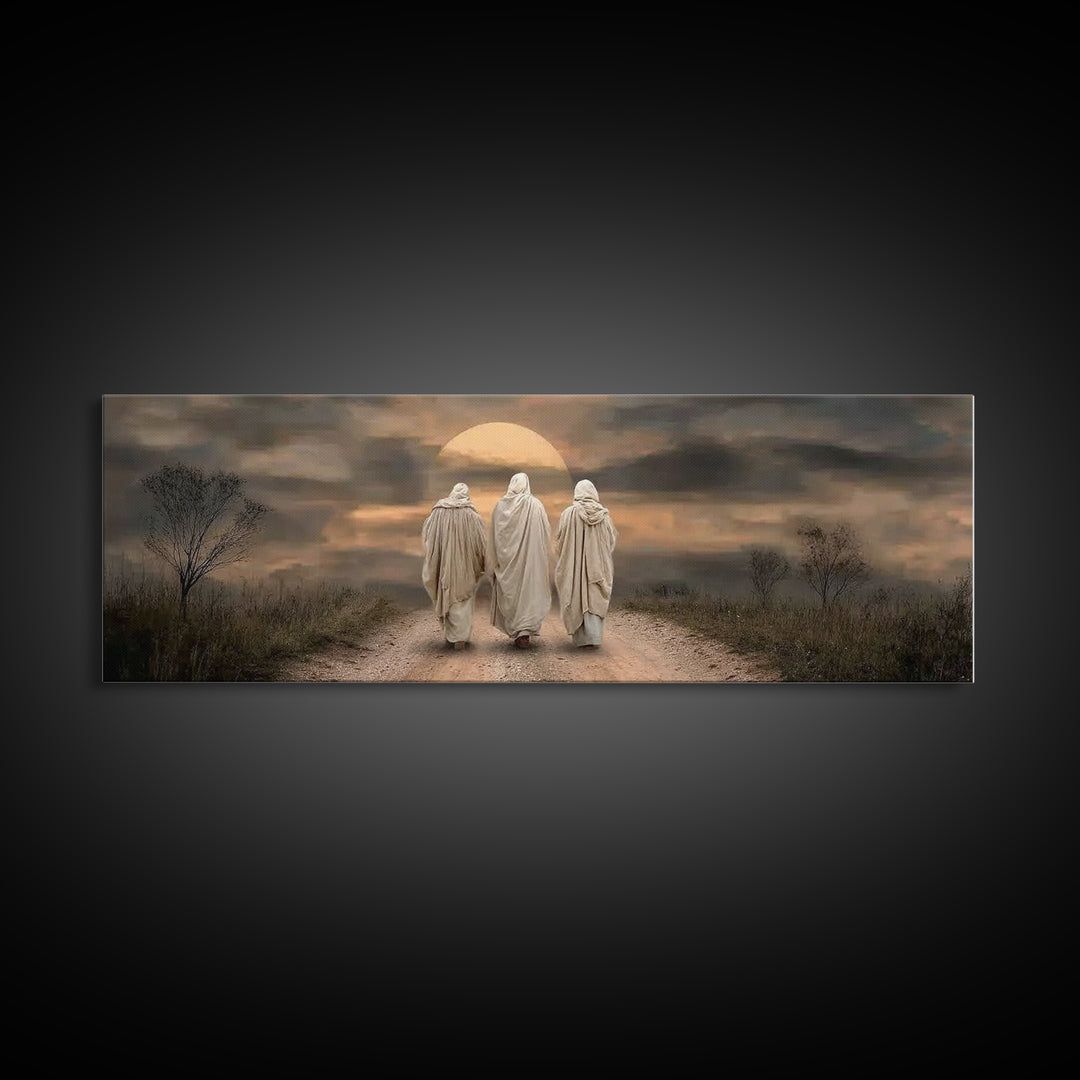 Savior’s Evening Path – Framed Canvas Print – Christian Wall Art – Christian Art Canvas – Panoramic Frame – Christian Christmas Art – Jesus