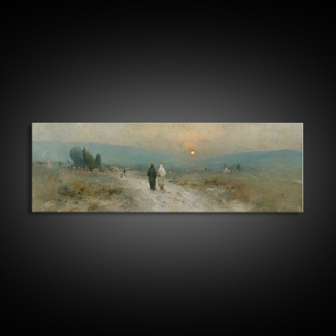 Sunset Journey Grace | Framed Canvas Print | Christian Wall Art | Christian Art Canvas | Extra Wide Art | Christian Painting | Christmas Ar