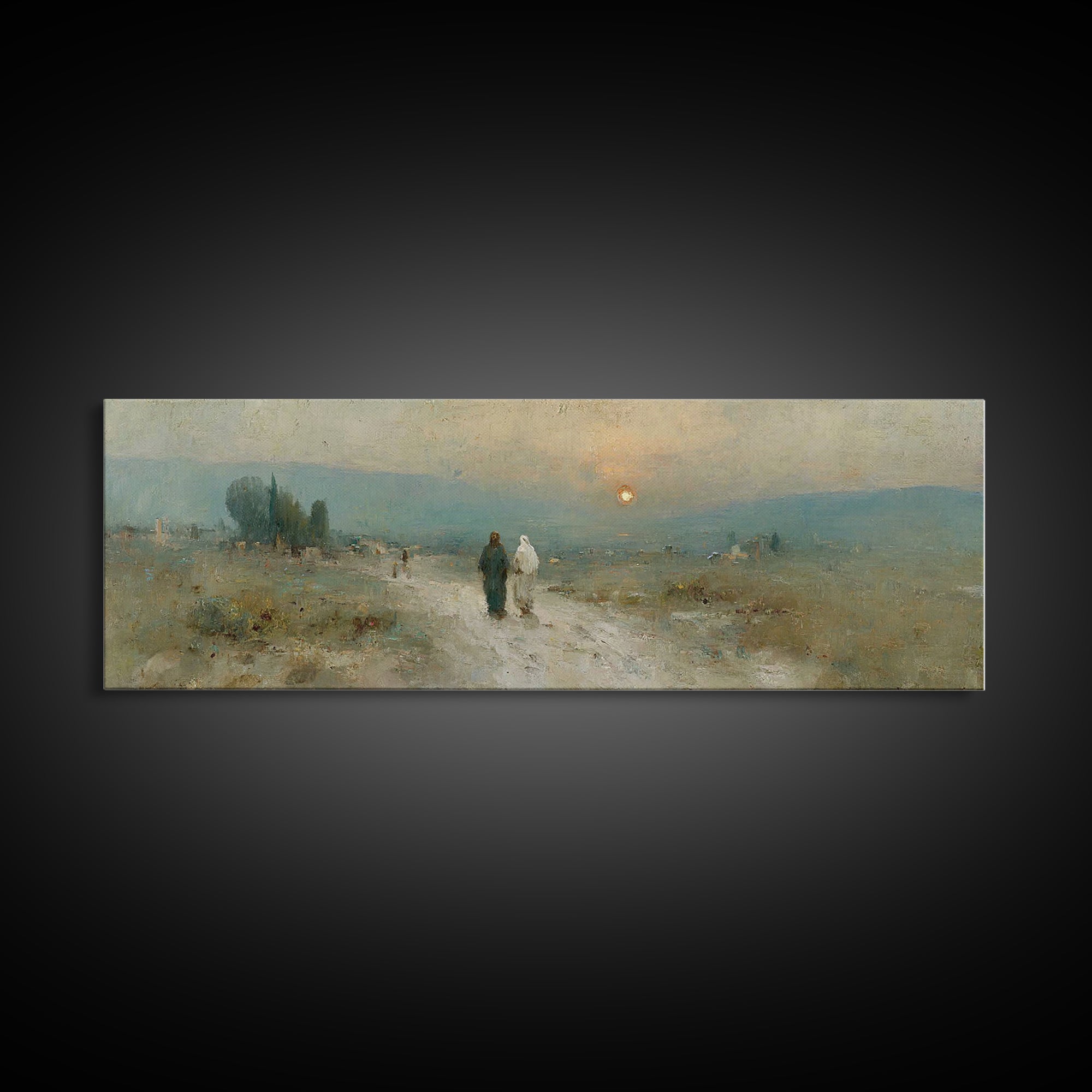 Sunset Journey Grace | Framed Canvas Print | Christian Wall Art | Christian Art Canvas | Extra Wide Art | Christian Painting | Christmas Ar