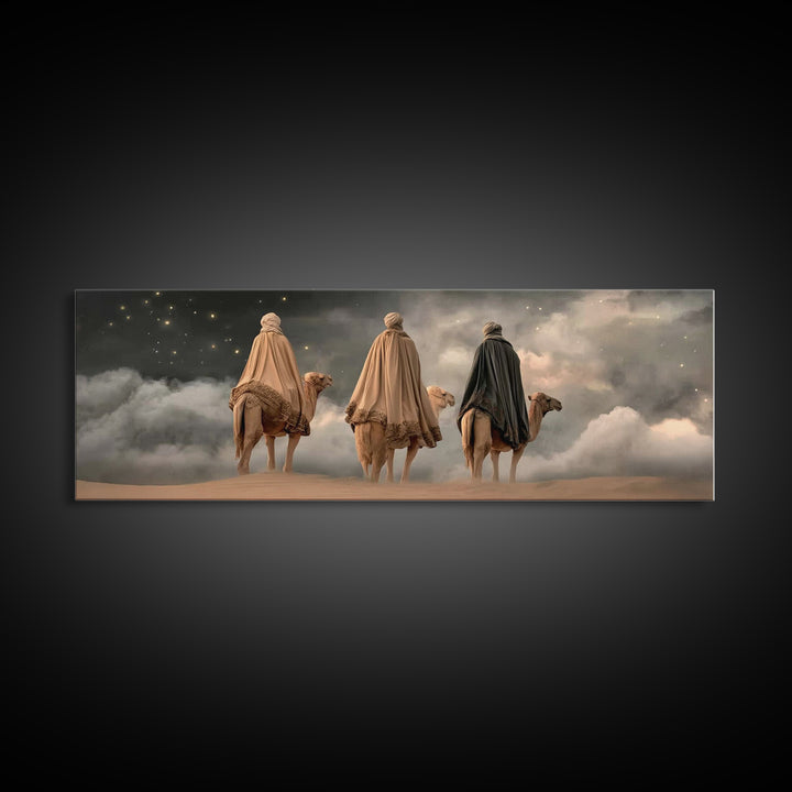 Wisemen Onward Grace – Framed Canvas Print – Panoramic Painting – Christian Wall Art – Christmas Art – Christian Art Print – Jesus Art