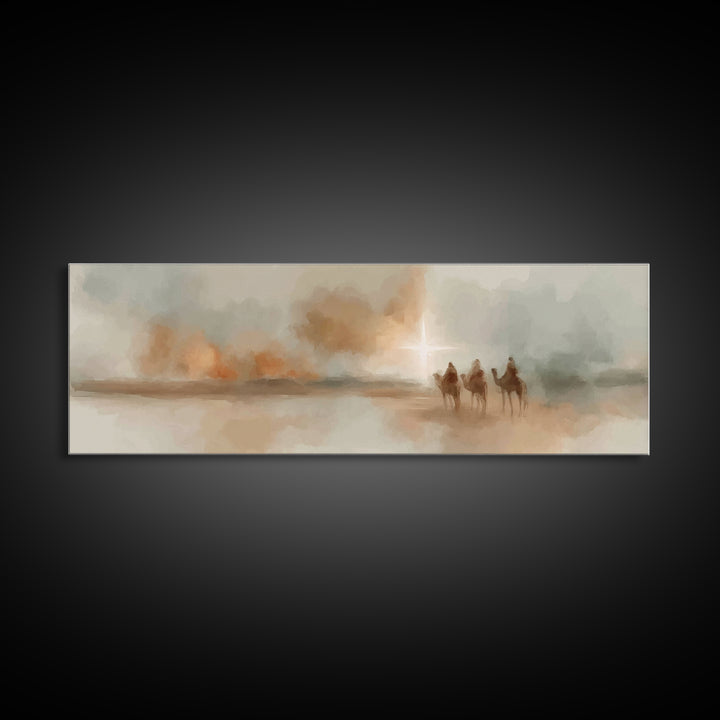 Holy Star Caravan – Framed Canvas Print – Christian Wall Art – Christian Art Canvas – Panoramic Wall Art – Christmas Art – Christian Gift