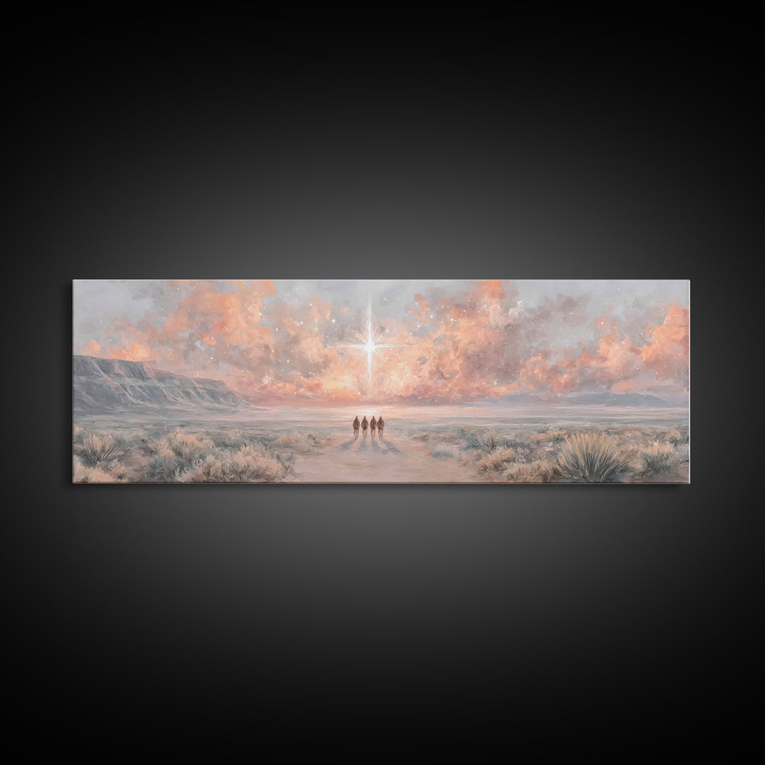 The Guiding Star – Framed Canvas Print – Panoramic Art – Christian Wall Art – Christian Art Canvas – Christmas Art – Jesus Painting