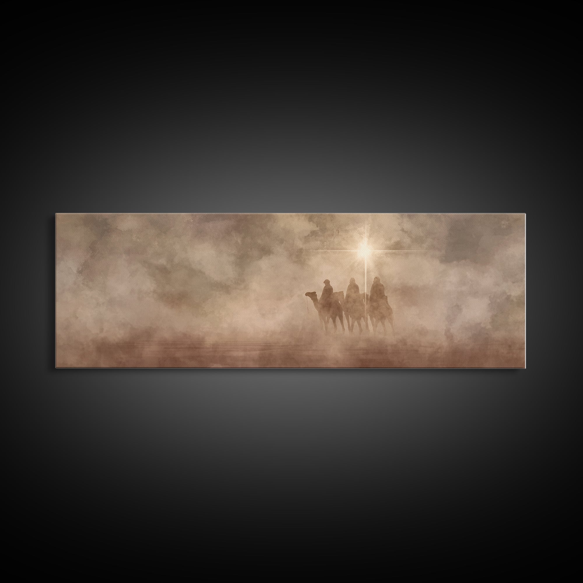 Desert Star Journey, Framed Canvas Print, Panoramic Wall Art, Christian Art Canvas, Christmas Art, Modern Christian Art, Jesus Painting