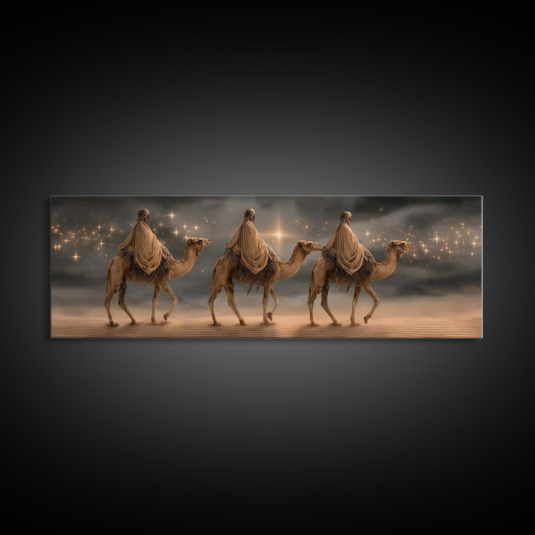 Three Kings Procession | Framed Canvas Print | Panoramic Painting | Christian Wall Art | Christian Art Canvas | Christmas Art | Christian P