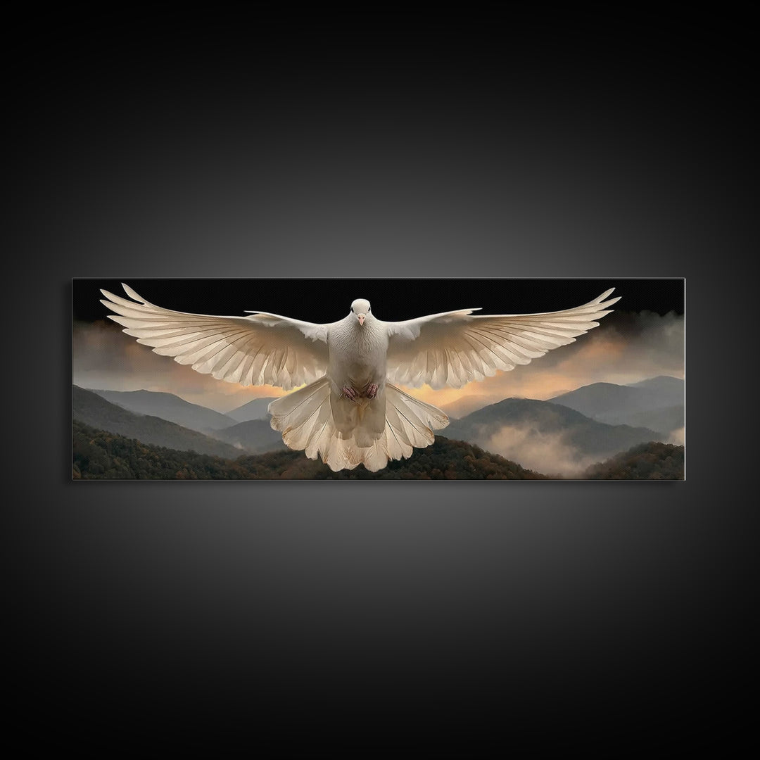 Serenity In Flight, Framed Canvas Print, Christian Art Canvas, Christian Wall Art, Panoramic Painting, Christian Gift