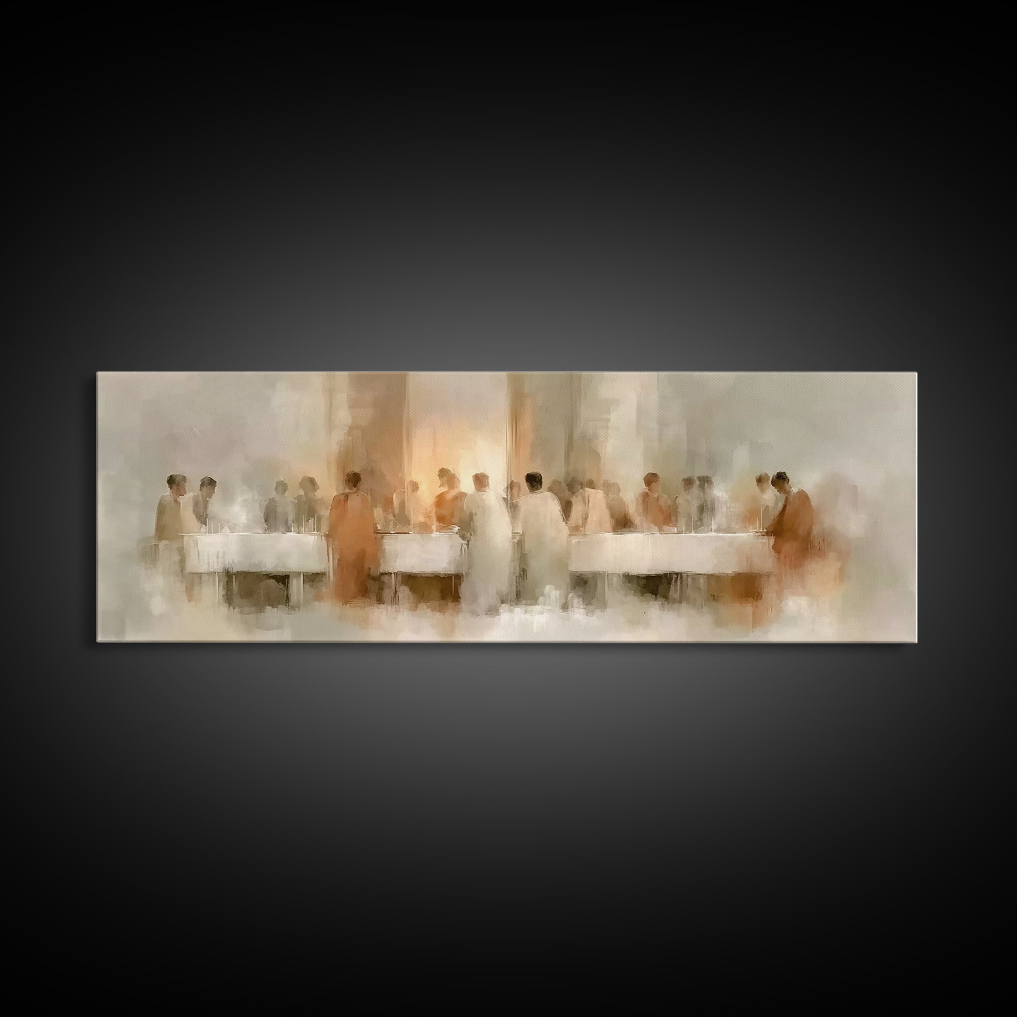 Table Of Mercy, Framed Canvas Print, Christian Art Canvas, Christian Wall Art, Panoramic Art, Christian Christmas Art