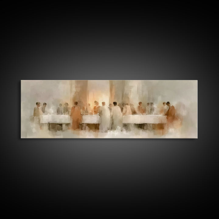 Table Of Mercy, Framed Canvas Print, Christian Art Canvas, Christian Wall Art, Panoramic Art, Christian Christmas Art