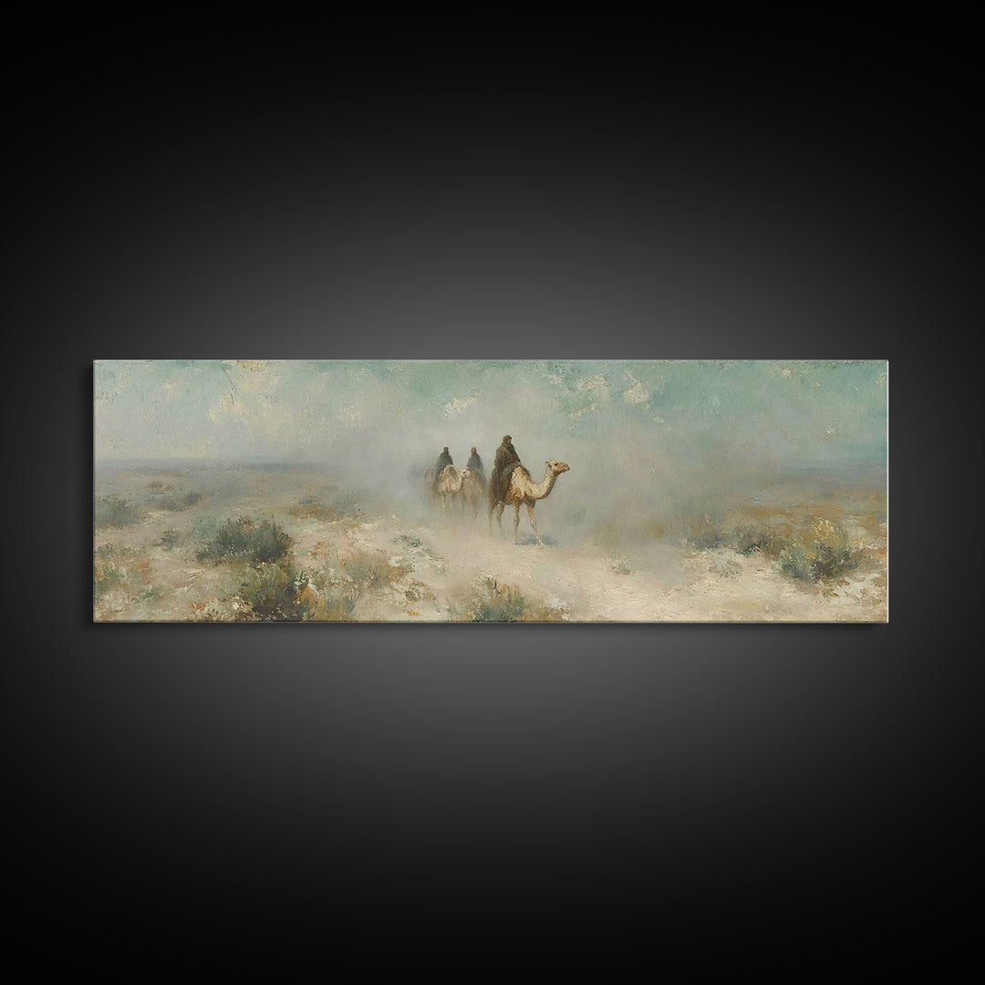 Desert Pilgrims – Framed Canvas Print – Christian Wall Art – Panoramic Art – Jesus Painting – Christian Art Canvas