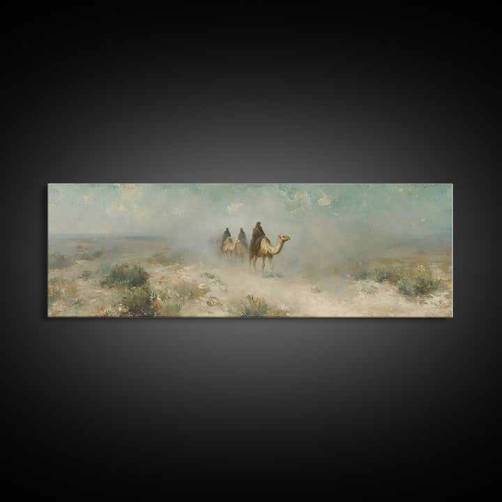 Desert Pilgrims – Framed Canvas Print – Christian Wall Art – Panoramic Art – Jesus Painting – Christian Art Canvas