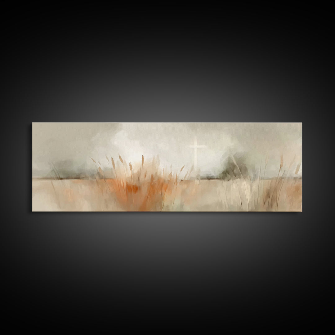 Fields Of Promise – Framed Canvas Print – Christian Wall Art – Christian Art Canvas – Panoramic Art – Christian Decor