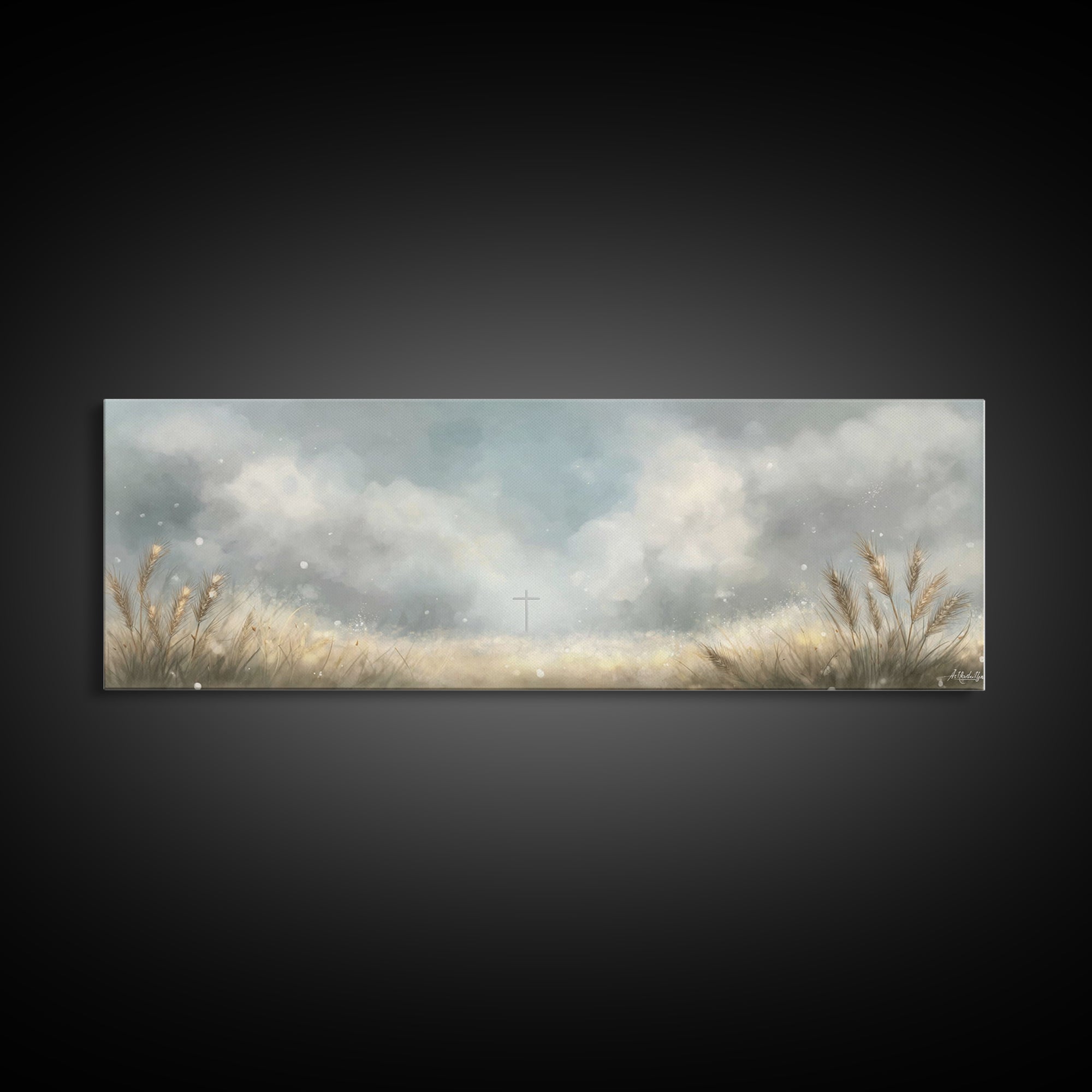 Heaven’s Wheatlight – Framed Canvas Print – Christian Wall Art – Christian Art Canvas – Panoramic Art – Christian Gift Ideas