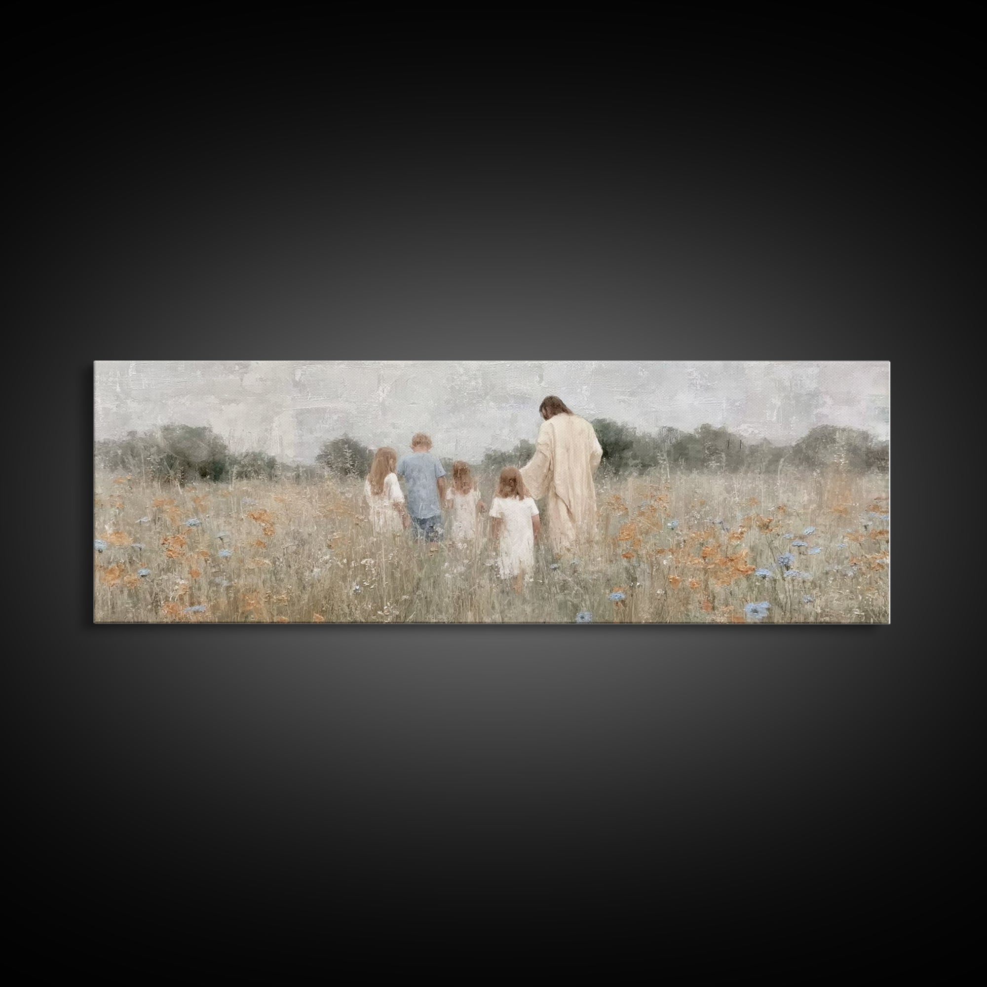Blossoms Of Grace – Framed Canvas Print – Christian Wall Art – Jesus Painting – Christian Art Canvas – Panoramic Art – Christian Decor – Ch