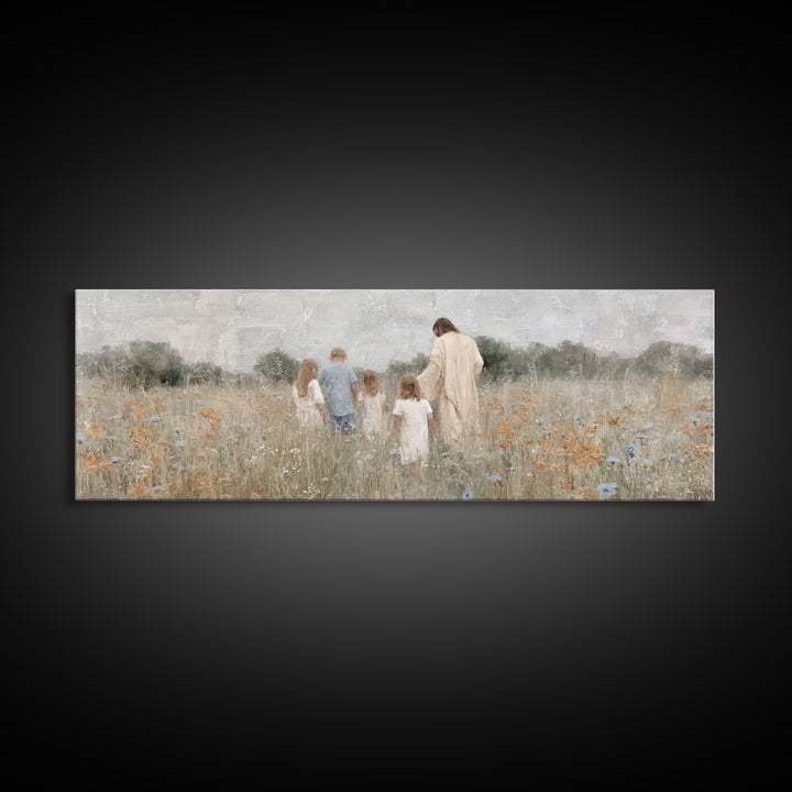 Blossoms Of Grace – Framed Canvas Print – Christian Wall Art – Jesus Painting – Christian Art Canvas – Panoramic Art – Christian Decor – Ch