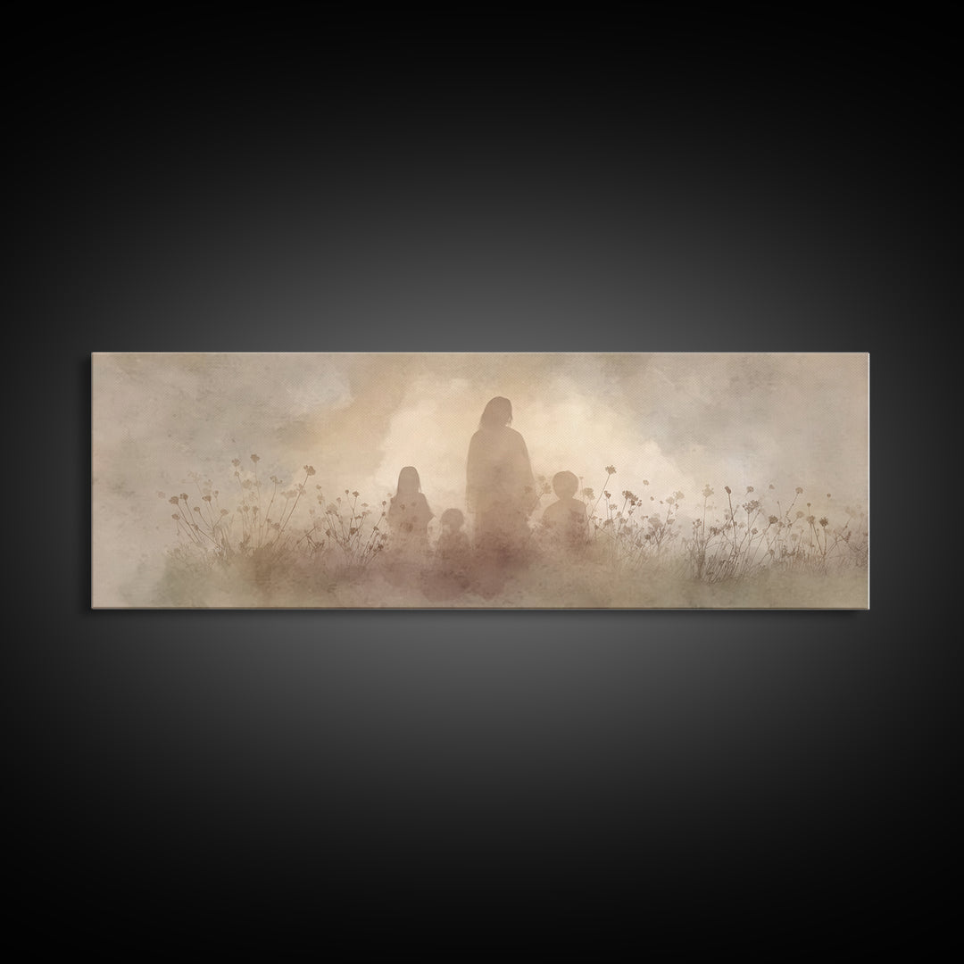Shadows Of Hope | Framed Canvas Print | Christian Wall Art | Christian Art Print | Panoramic Painting | Jesus Canvas Art | Christian Christ