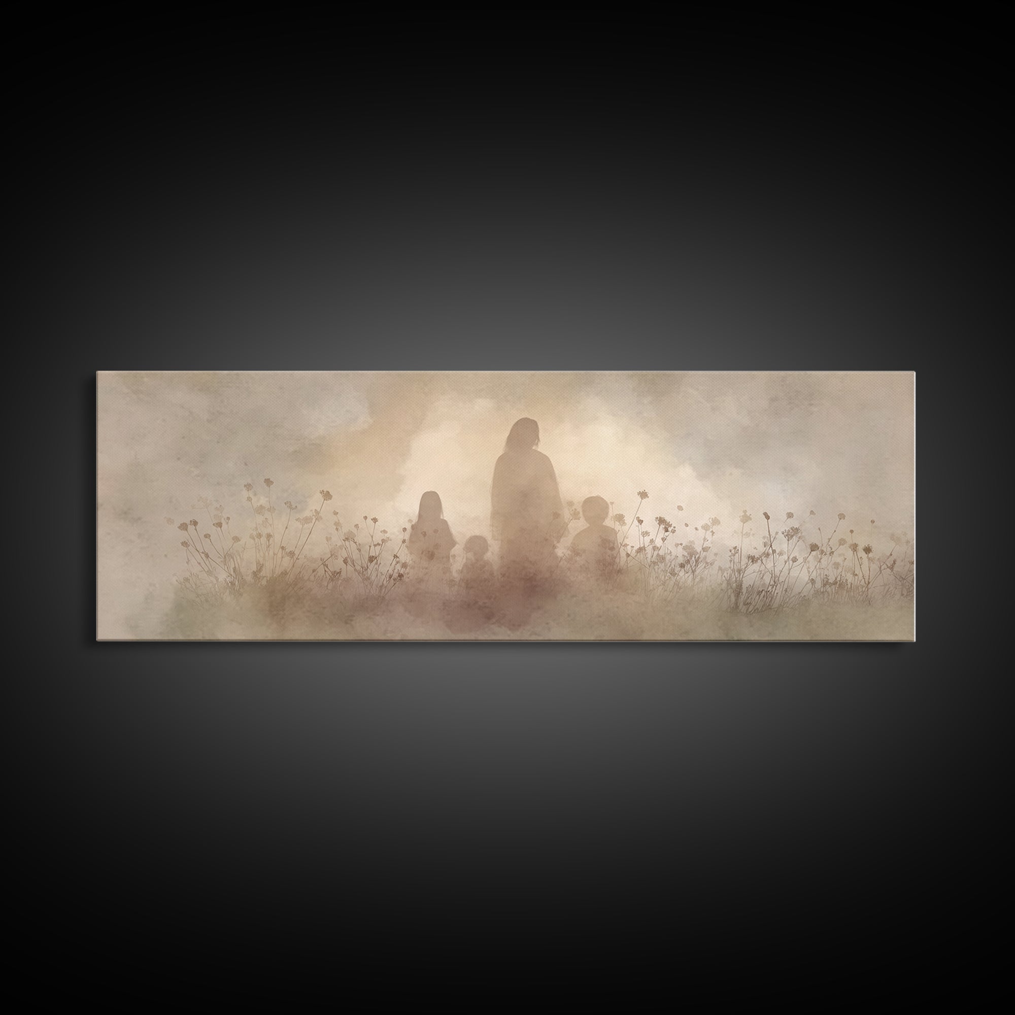 Shadows Of Hope | Framed Canvas Print | Christian Wall Art | Christian Art Print | Panoramic Painting | Jesus Canvas Art | Christian Christ