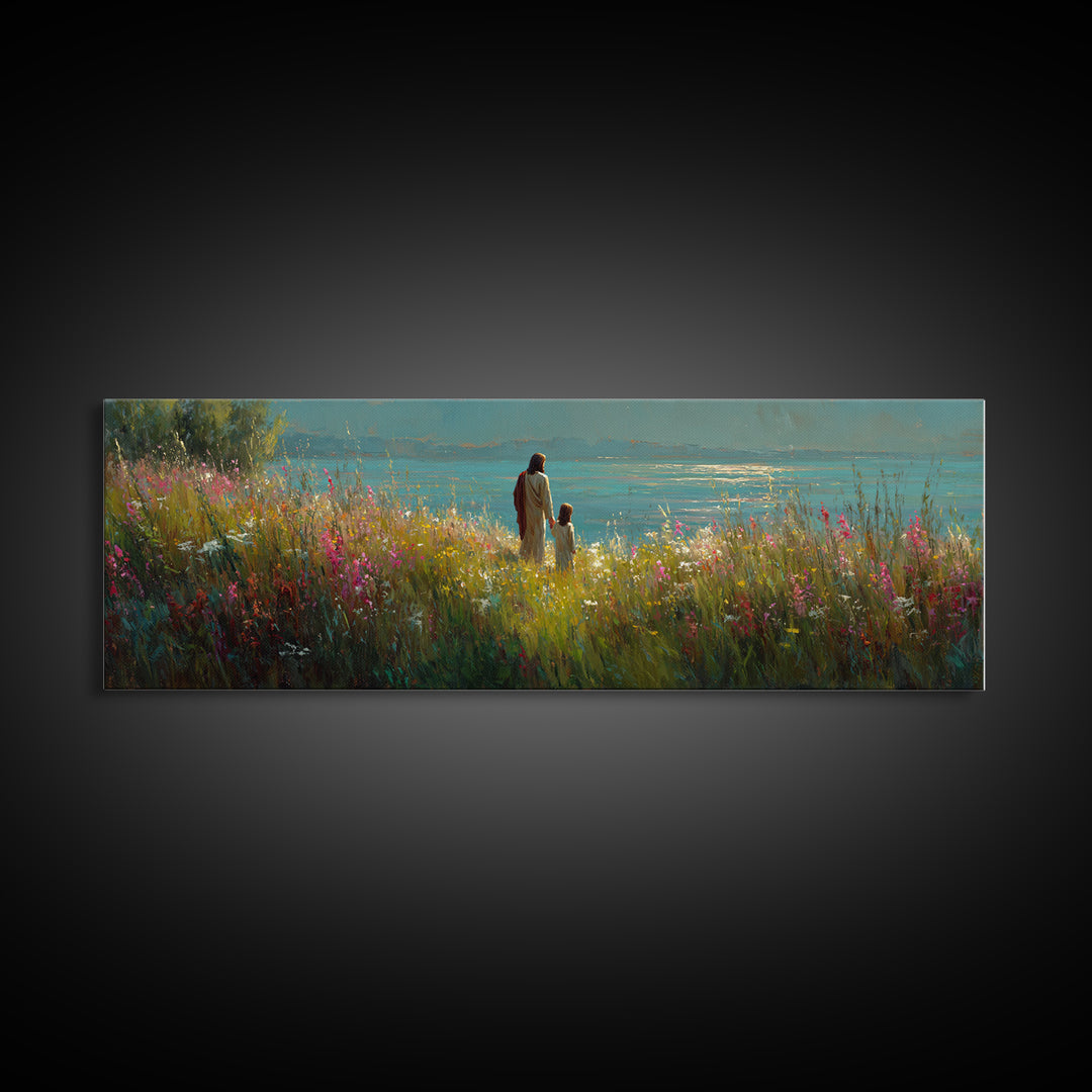 River Of Light – Framed Canvas Print – Christian Decor – Christian Art Canvas – Panoramic Print – Jesus Painting – Christian Wall Art – Chr