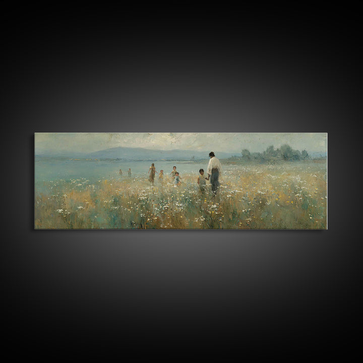 Garden Of Peace | Framed Canvas Print | Christian Art Canvas | Christian Wall Art | Jesus Painting | Panoramic Frame | Christian Decoration