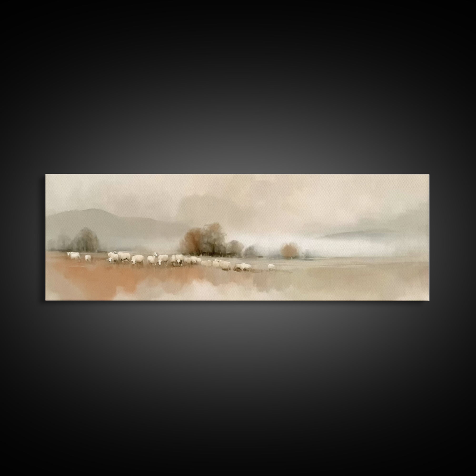 Silent Meadow Watch – Framed Canvas Print – Panoramic Art – Christian Wall Art – Christian Art Canvas – Subtle Christian Art – Christmas Ar