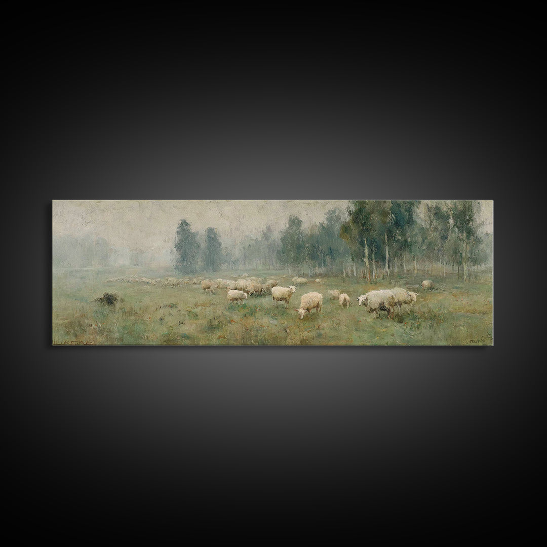 Pasture Of Peace | Framed Canvas Print | Panoramic Painting | Christian Wall Art | Christian Art Print | Subtle Christian Art | Christian D