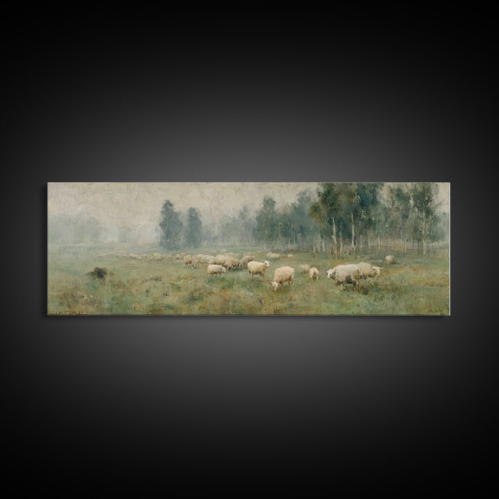 Pasture Of Peace | Framed Canvas Print | Panoramic Painting | Christian Wall Art | Christian Art Print | Subtle Christian Art | Christian D
