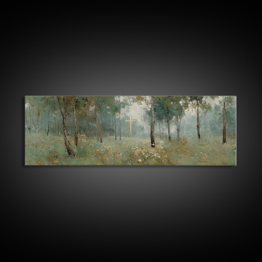 Cross Of Hope – Framed Canvas Print – Panoramic Painting – Christian Wall Art – Christian Art Canvas – Christian Christmas Art – Christian