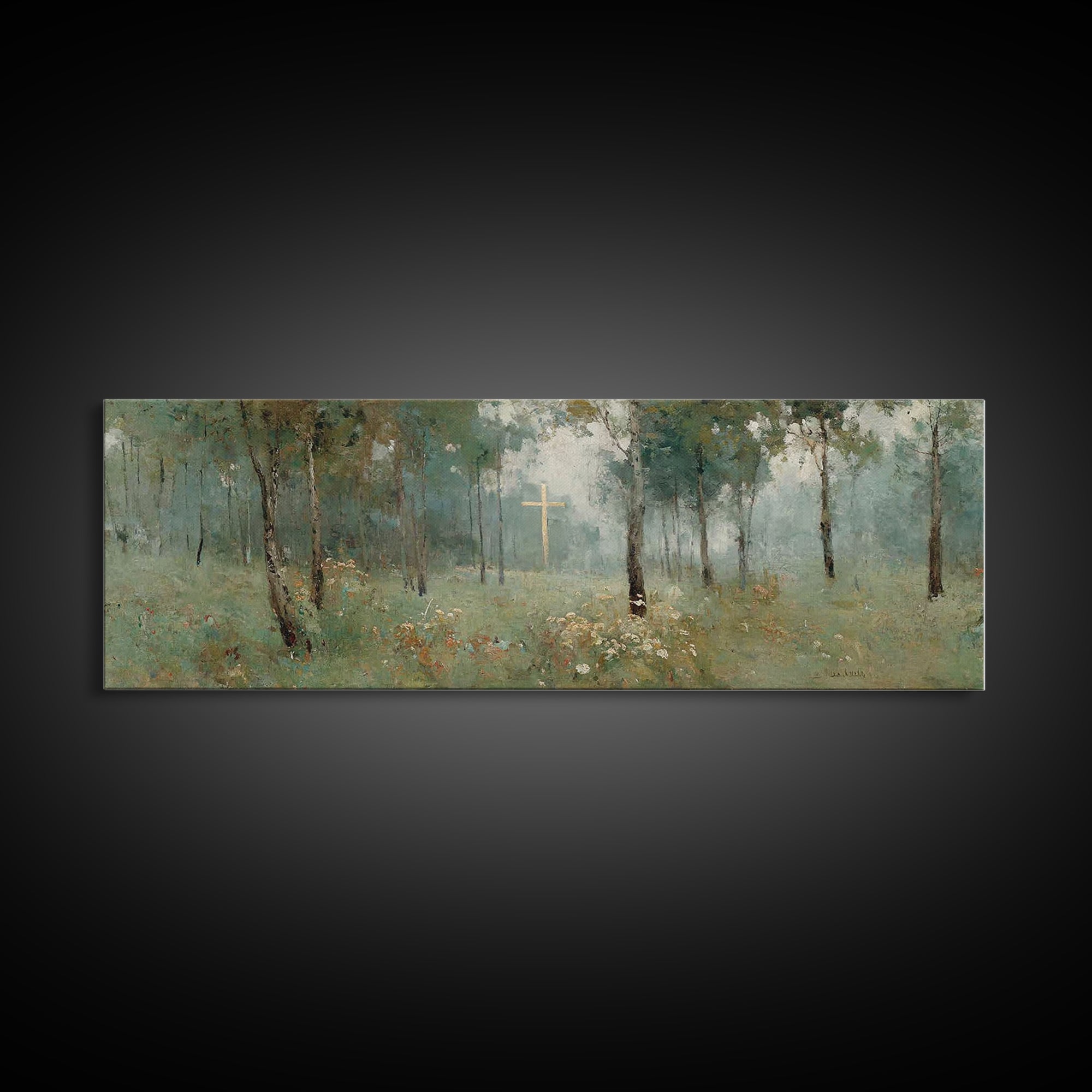 Cross Of Hope – Framed Canvas Print – Panoramic Painting – Christian Wall Art – Christian Art Canvas – Christian Christmas Art – Christian