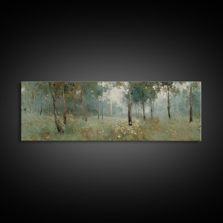 Cross Of Hope – Framed Canvas Print – Panoramic Painting – Christian Wall Art – Christian Art Canvas – Christian Christmas Art – Christian