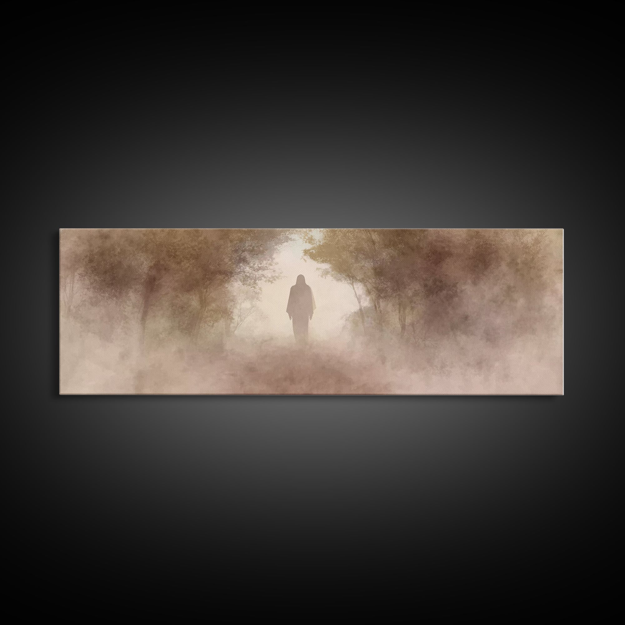 Holy Dawn Silhouette | Framed Canvas Print | Panoramic Painting | Christian Wall Art | Christian Art Canvas | Jesus Painting | Christian De