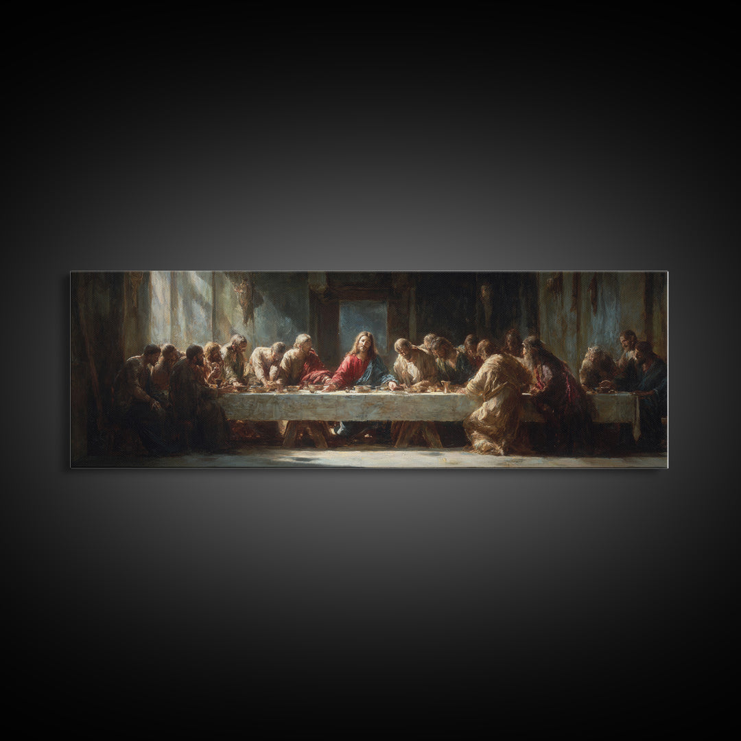Supper Of Unity - Framed Canvas Print - Panoramic Wall Art - Christian Art Canvas - Christian Painting - Christian Wall Art - Large Christi