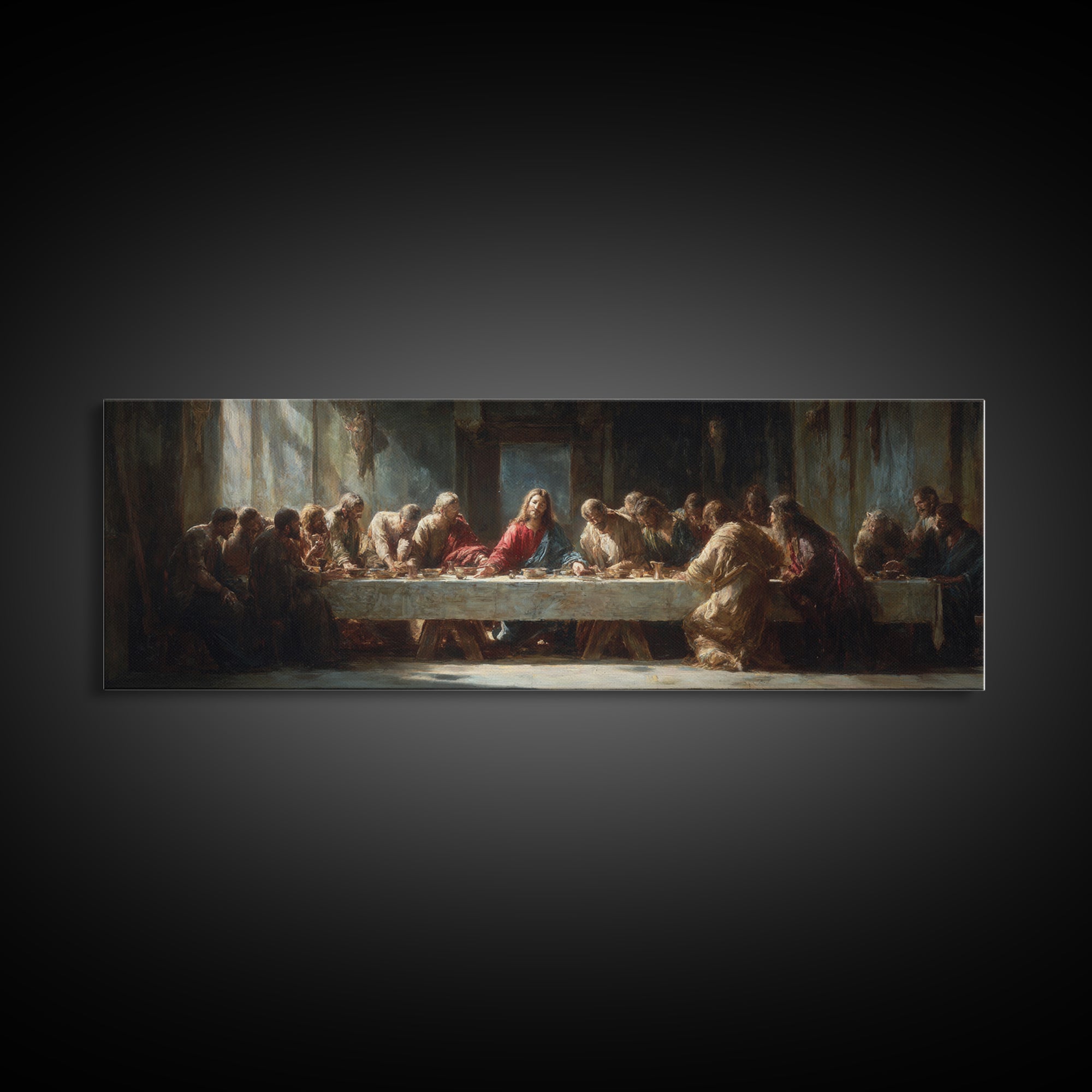 Supper Of Unity - Framed Canvas Print - Panoramic Wall Art - Christian Art Canvas - Christian Painting - Christian Wall Art - Large Christi