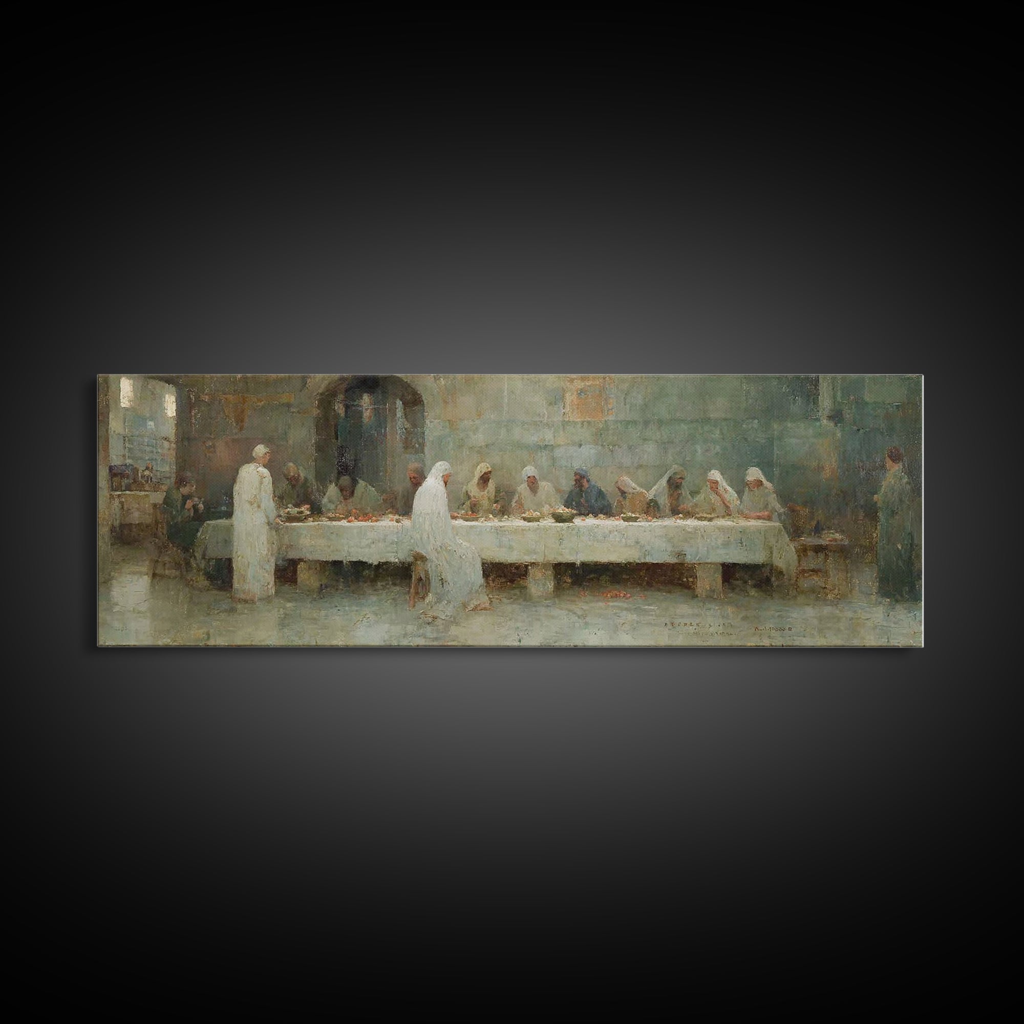 Humble Table Fellowship | Framed Canvas Print | Panoramic Art | Christian Art Canvas | Christian Wall Art | Christian Painting | Christian