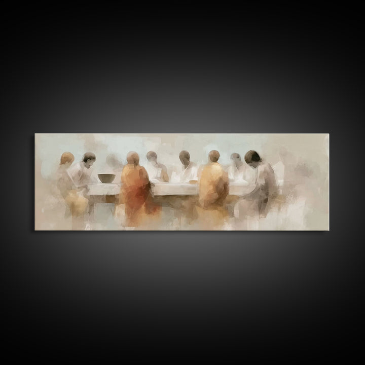 Quiet Supper Silhouettes | Framed Canvas Print | Panoramic Wall Art | Christian Art Canvas | Christian Painting | Christian Wall Art | Mood