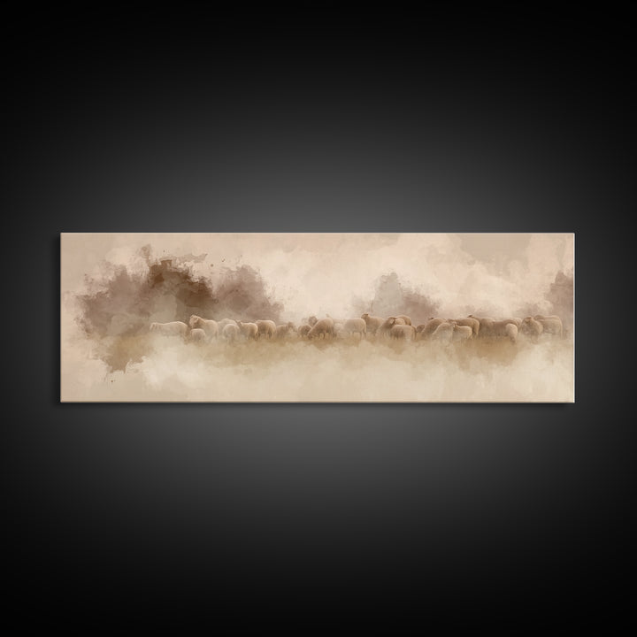 Field Of Mercy, Framed Canvas Print, Panoramic Painting, Christian Art, Christian Canvas Art, Christian Christmas Art, Unique Christian Art
