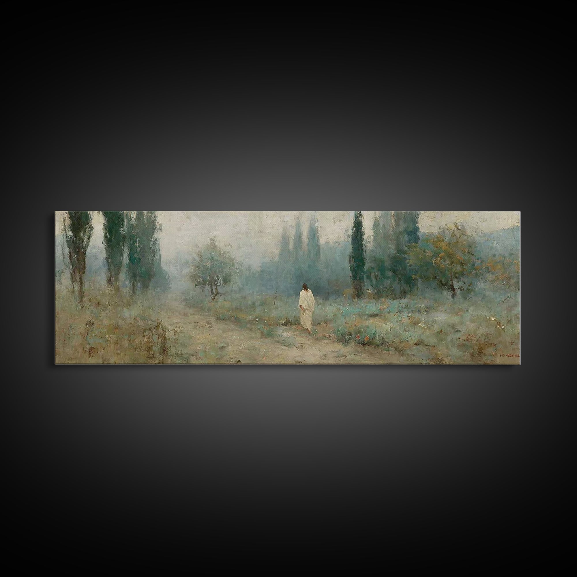 Morning Path Grace – Framed Canvas Print – Panoramic Print – Christian Art – Jesus Canvas Art – Christian Christmas Art – Christian Art Can
