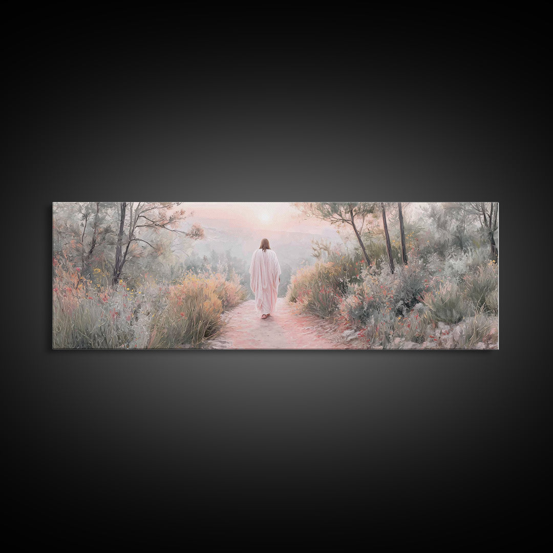 Sunrise Walk Home – Framed Canvas Print – Panoramic Wall Art – Jesus Canvas Art – Christian Art – Christian Gift Ideas – Modern Christian A