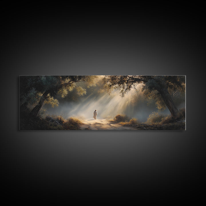 The Wandering Light – Framed Canvas Print – Christian Wall Art – Jesus Painting – Panoramic Art – Christian Christmas Art – Christian Decor