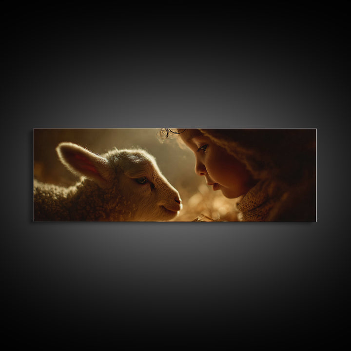 Tender Dawn Mercy – Framed Canvas Print – Christian Art Work – Panoramic Painting – Christmas Wall Art – Christian Gift Ideas – Jesus Art P