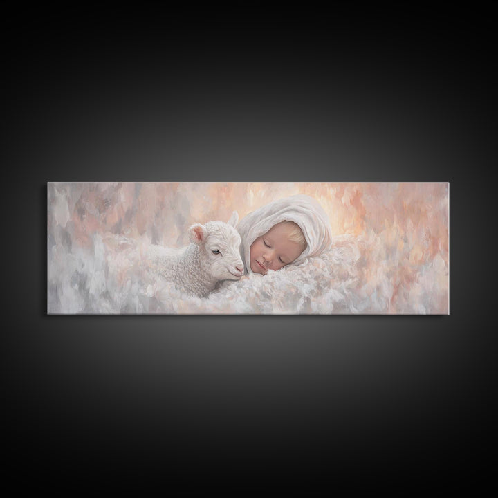Celestial Quiet | Framed Canvas Print | Christian Wall Art | Panoramic Art | Christmas Canvas Wall Art | Christian Decorations | Jesus Pain